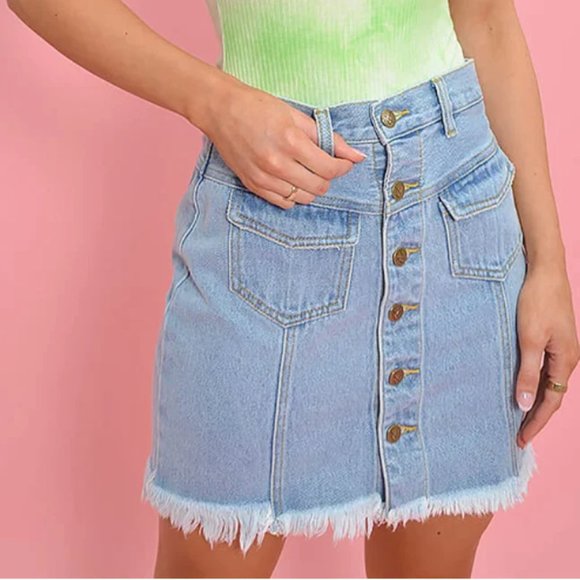 NWT MINKPINK: DENIM MINI SKIRT - Picture 9 of 9